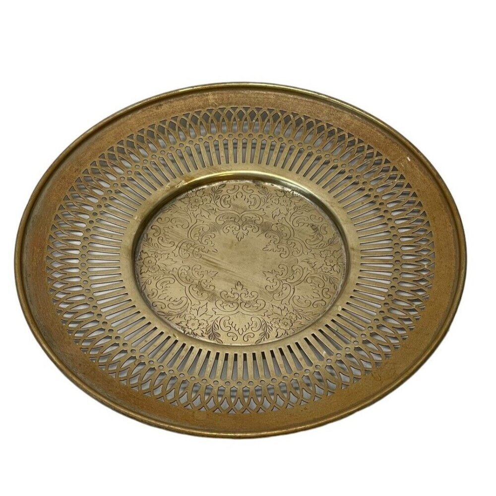 Vintage Plated EPNS Brass Metal Drink Tray Serving Tray Or Vanity Tray